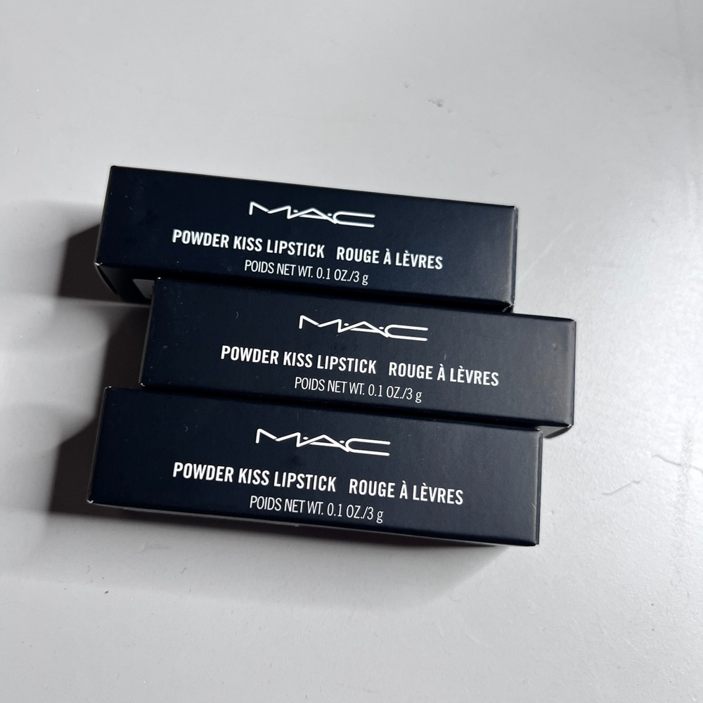 Lot 3 MAC Powder Kiss Lipstick 922 Werk Werk Werk Full Size NIB 0.1oz Made Italy